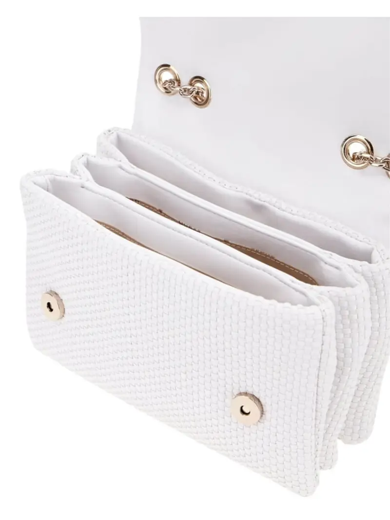 Guess borsa bianca donna con tracolla in tessuto logo in metallo sul davanti miniatura 3