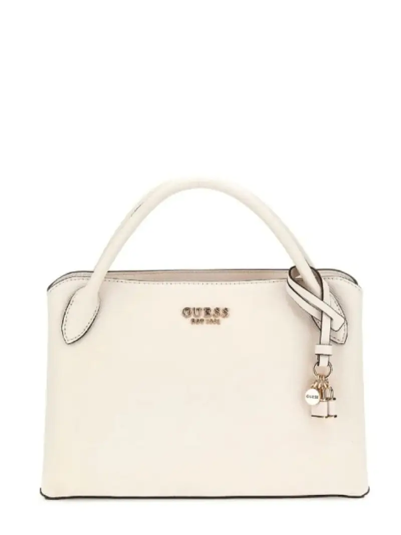 Guess borsa bianca donna in ecopelle a mano con tracolla logo sul davanti