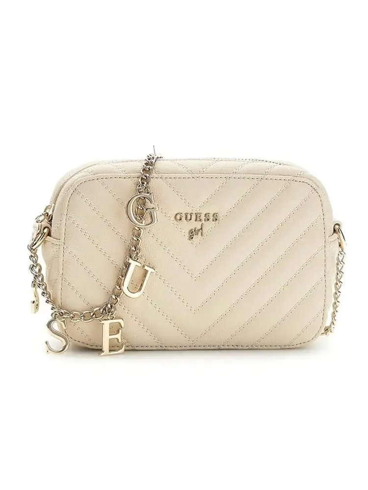 borsa crema bambina con logo