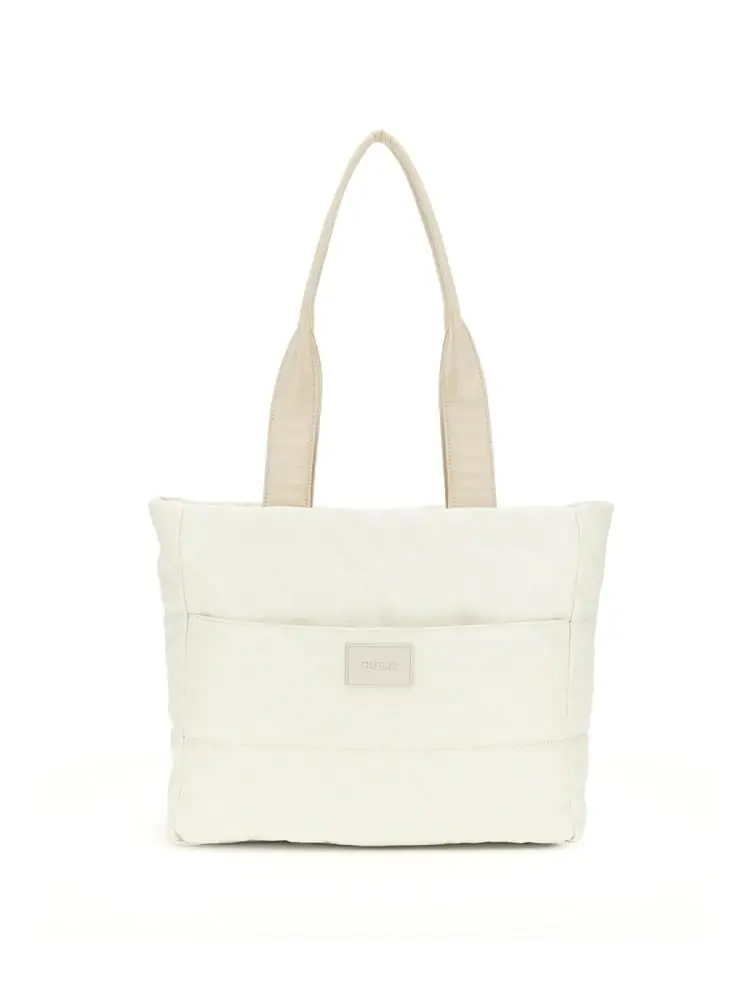 borsa da passeggino in nylon bianco con logo all overe