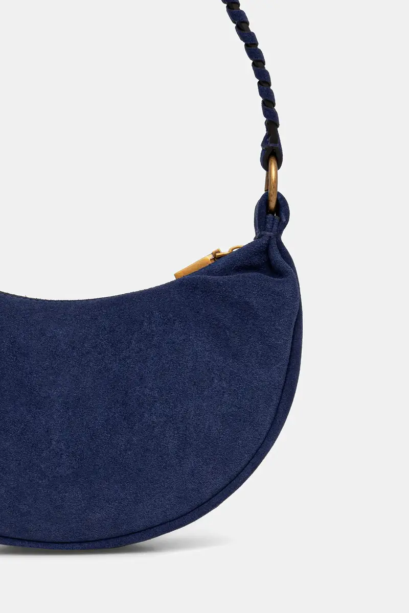 borsa in pelle scamosciata AMITA colore blu navy HWSB95 39720 miniatura 3