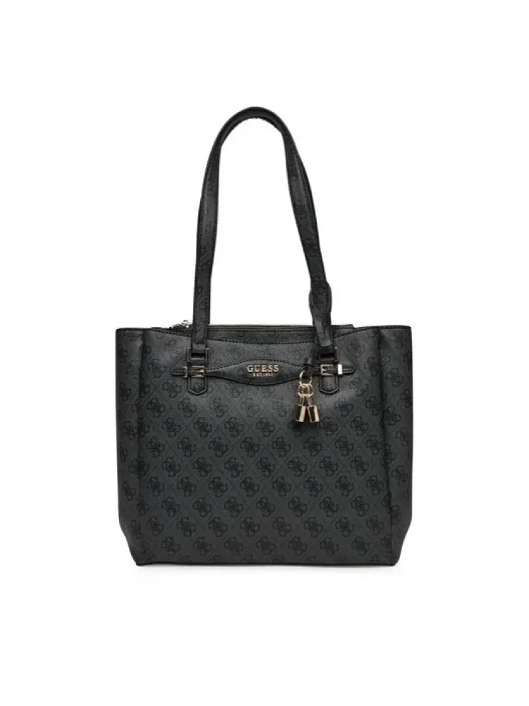 borsa katya shopping in ecopelle nera con logo all over