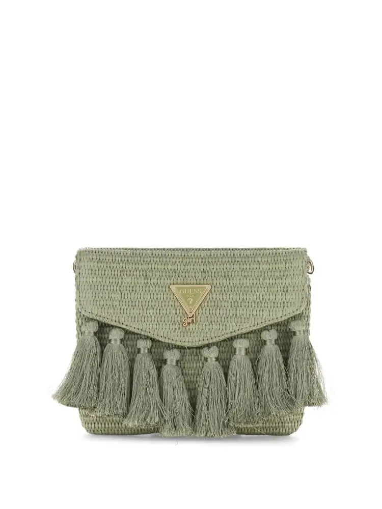 borsa kids rosa motivo intrecciato con nappine