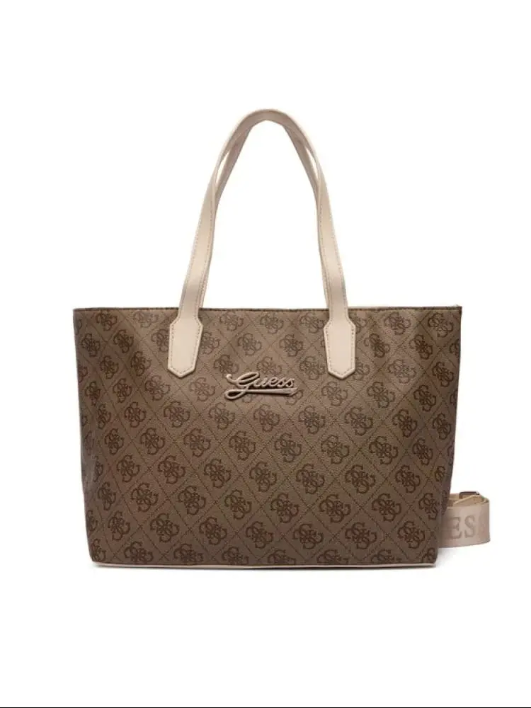 borsa marrone bambina logo all over