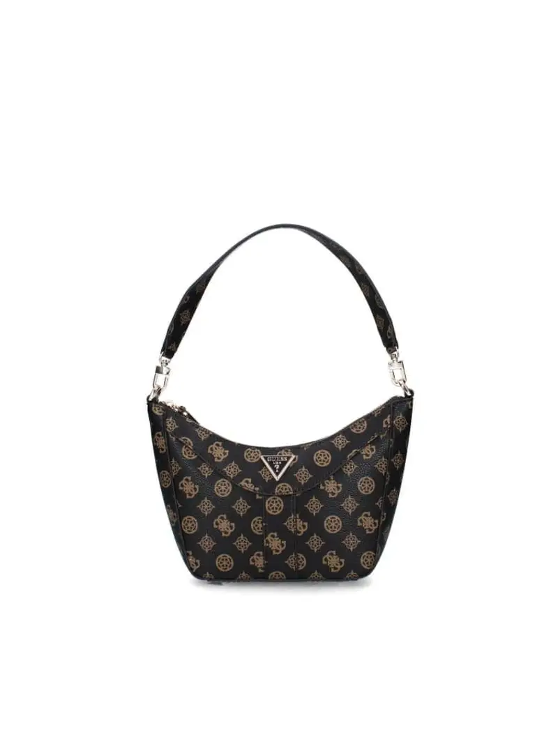 Guess borsa marrone donna a spalla in ecopelle logo all over