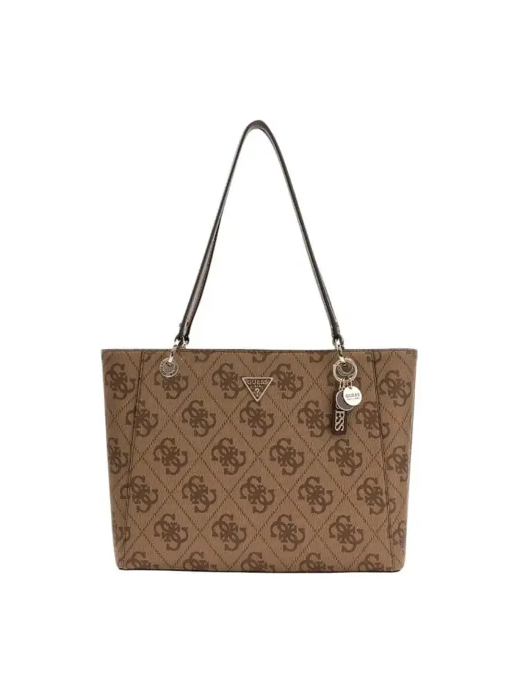 borsa marrone donna logo all over