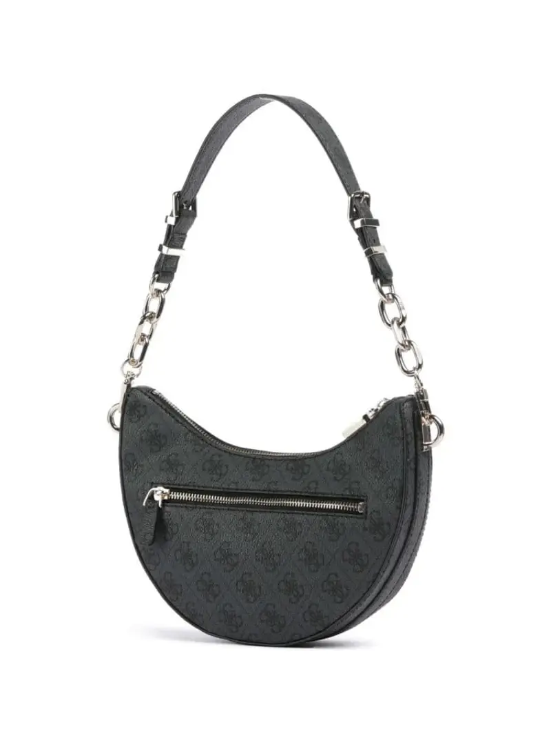 Guess borsa nera donna a spalla in ecopelle logo all over miniatura 2