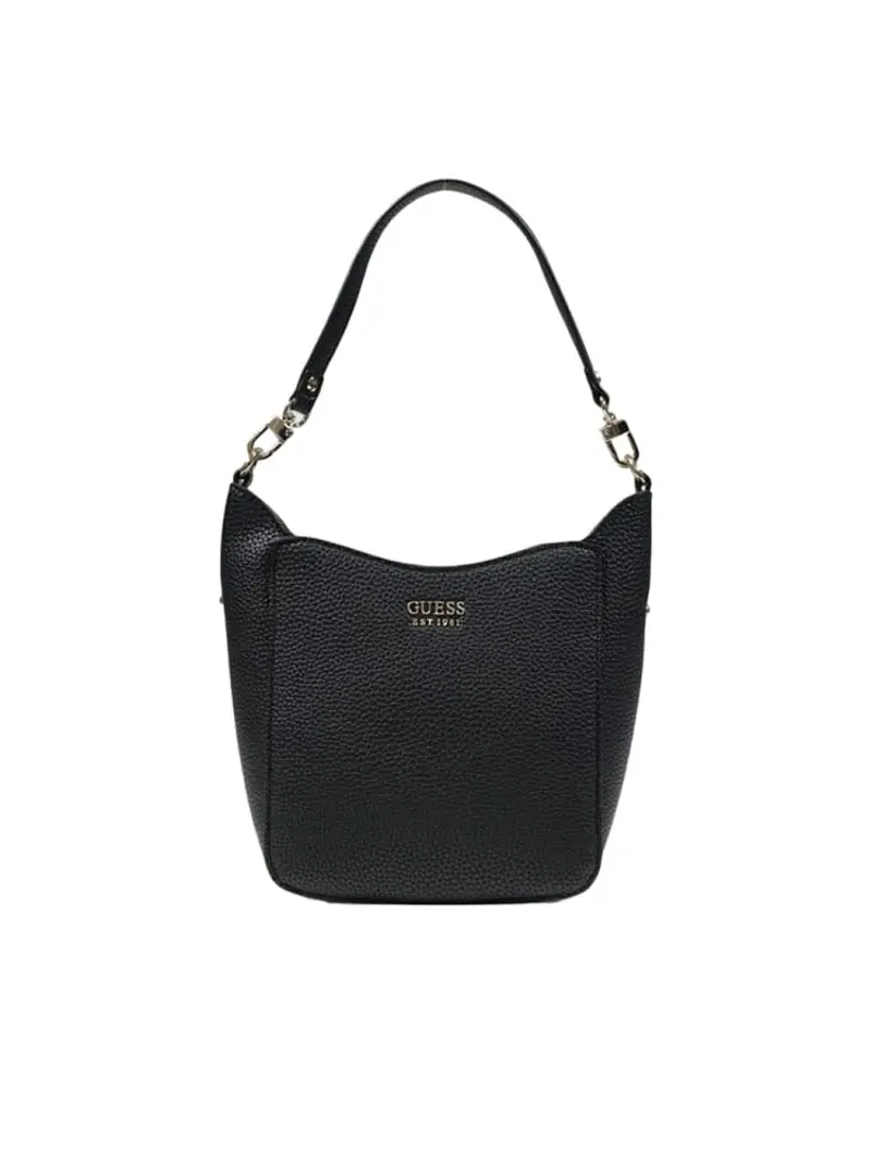 Guess borsa nera donna a spalla in ecopelle logo sul davanti