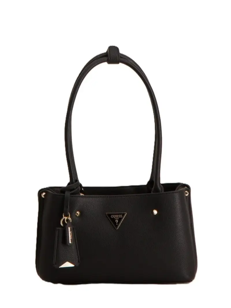 Guess borsa nera donna a spalla in ecopelle mini logo sul davanti