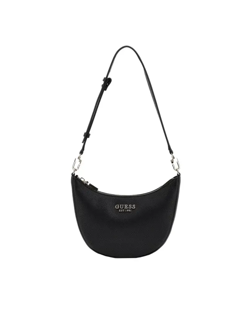 Guess borsa nera donna in ecopelle a spalla mini logo sul davanti