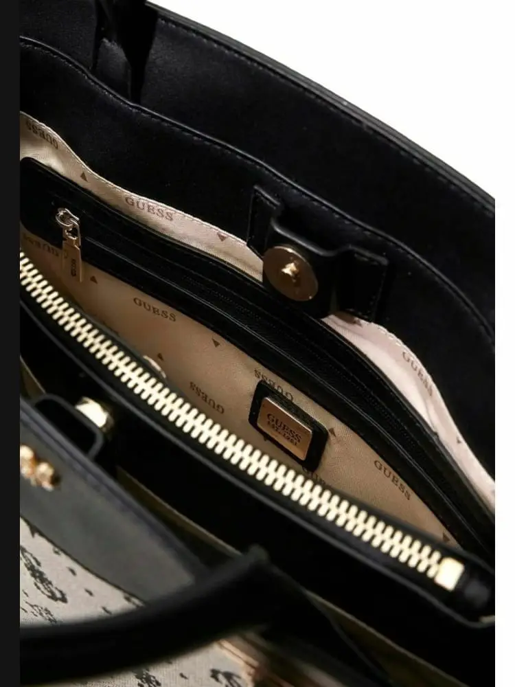 borsa nera donna logo all over miniatura 2