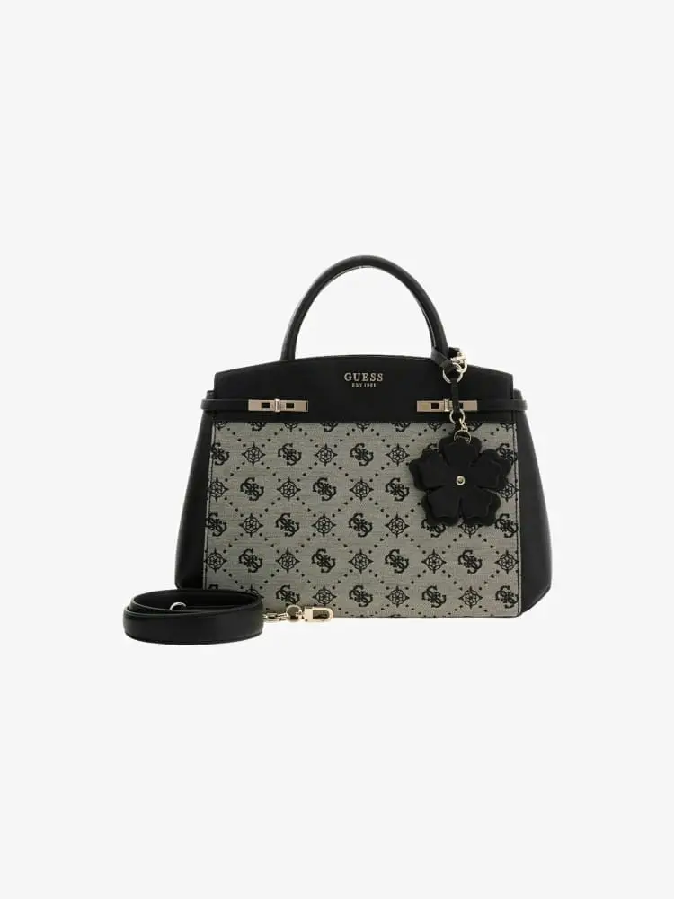 borsa nera donna logo all over
