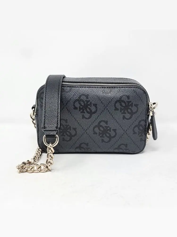 borsa nera donna logo all over miniatura 3