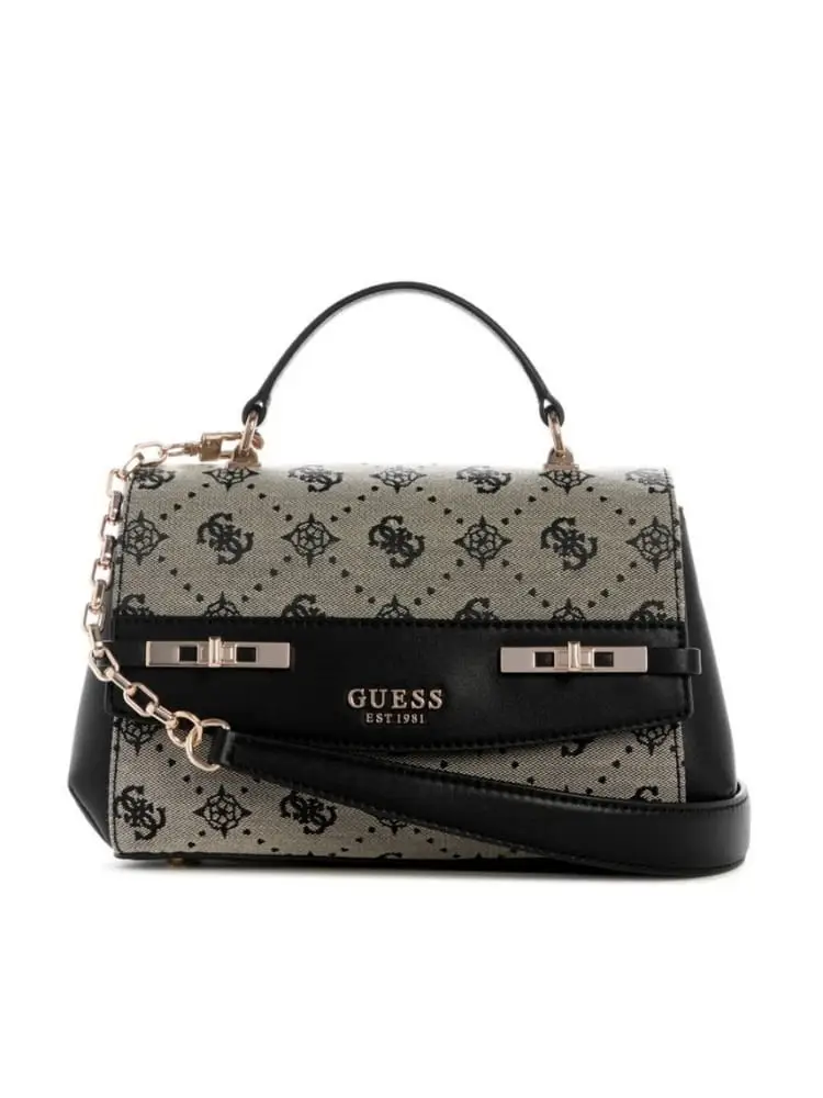 borsa nera donna logo all over