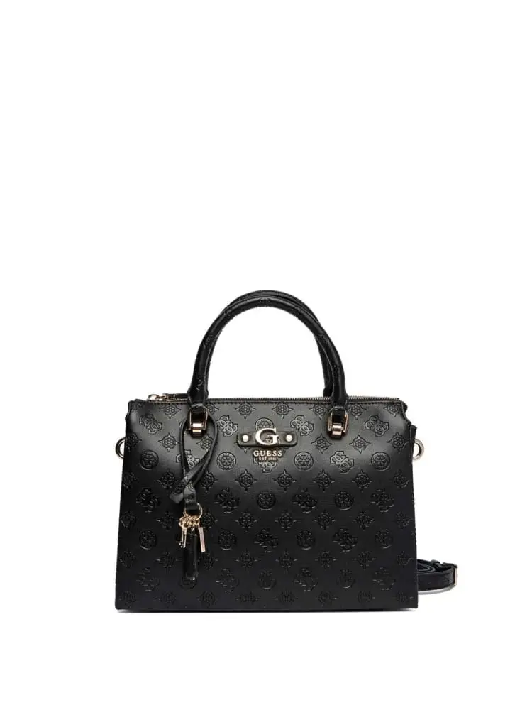 borsa nera donna logo all over