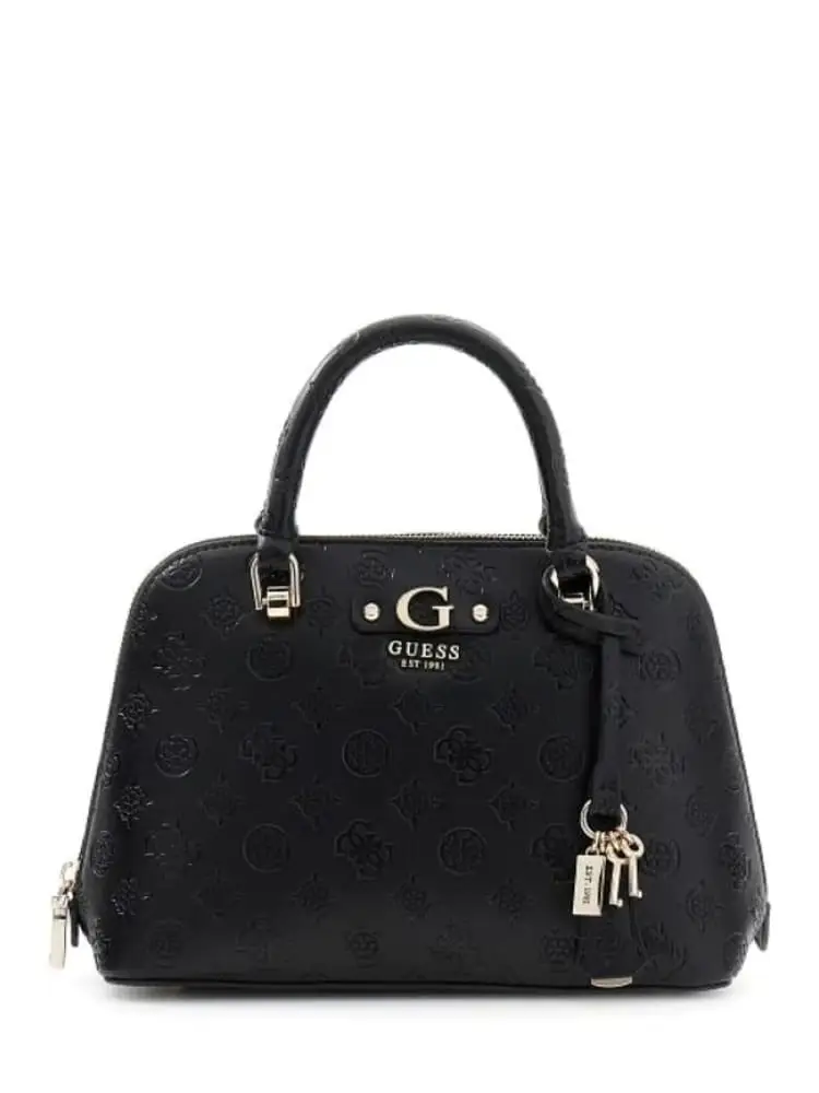 borsa nera donna logo all over