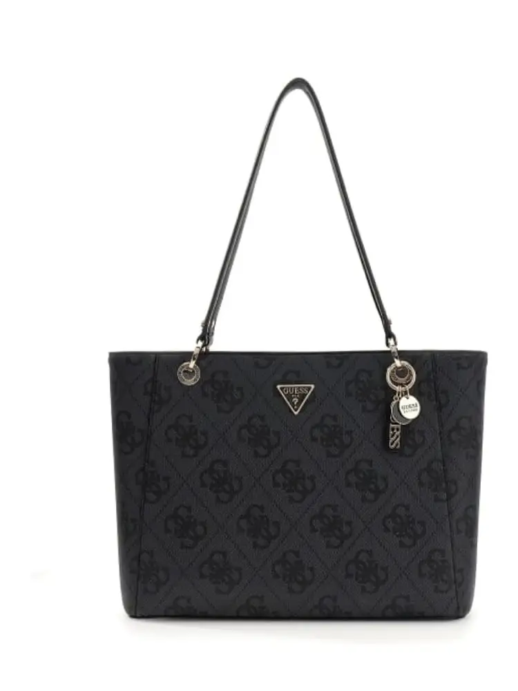 borsa nera donna logo all over