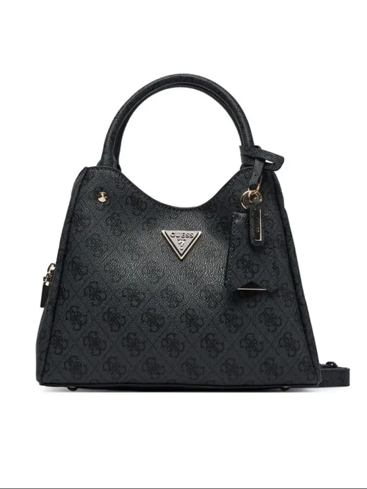 borsa nera donna logo all over