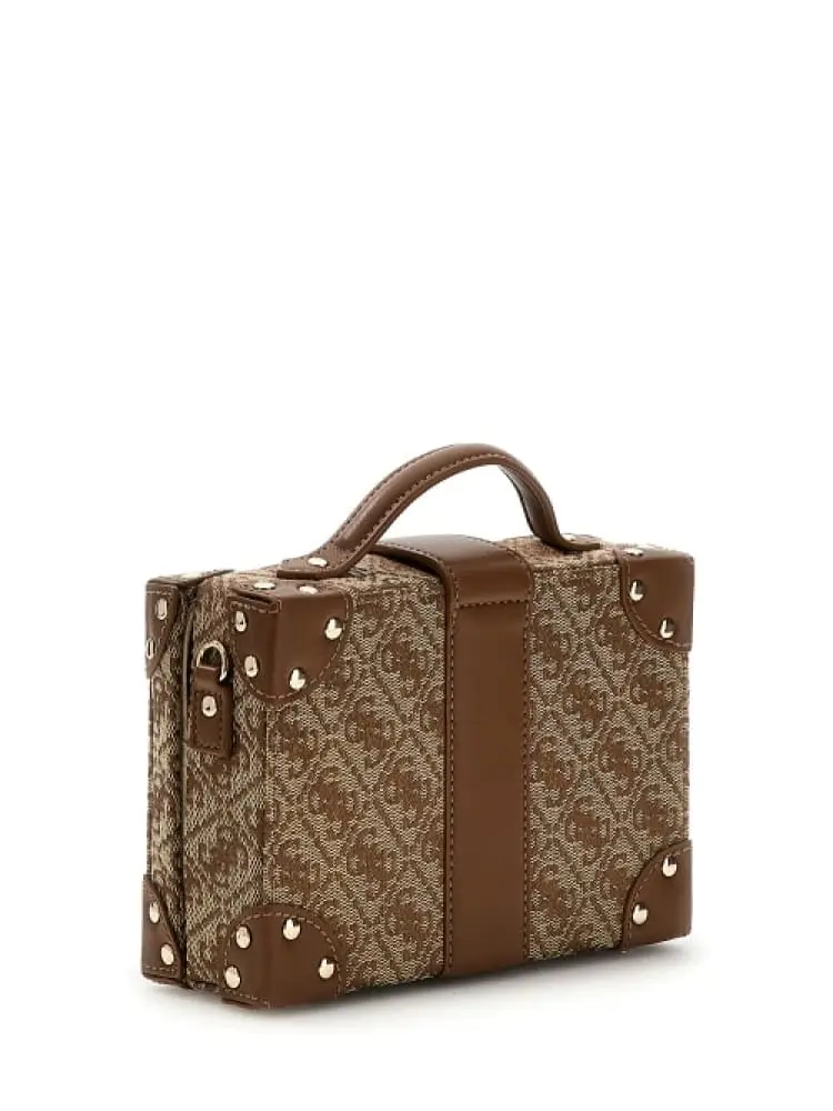 borsa rigida kids in jacquard logo allopver beige scuro