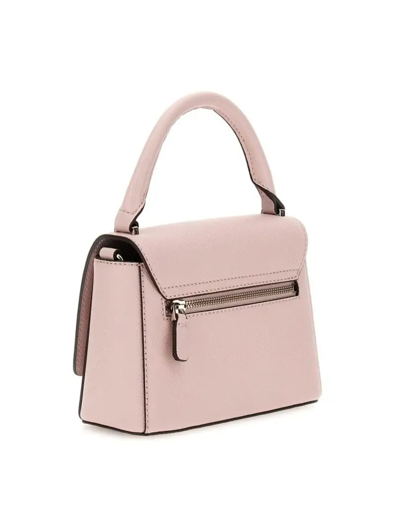 Guess borsa rosa donna in ecopelle a mano con tracolla mini logo in metallo oro miniatura 2
