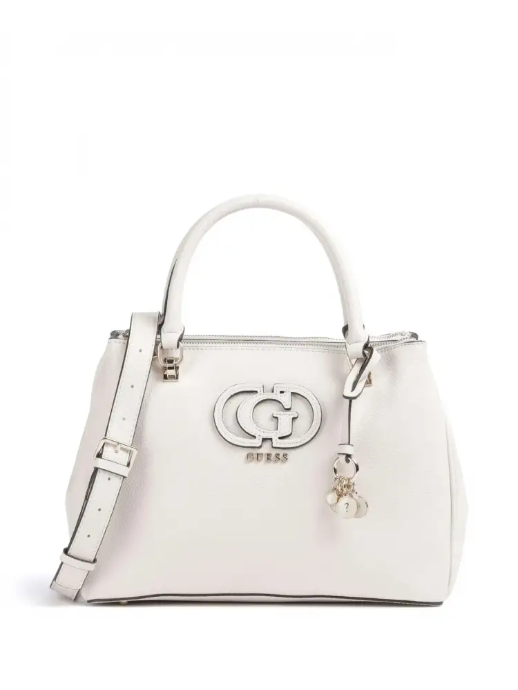 borsa shopping calebra in ecopelle bianca con logo g e tracolla