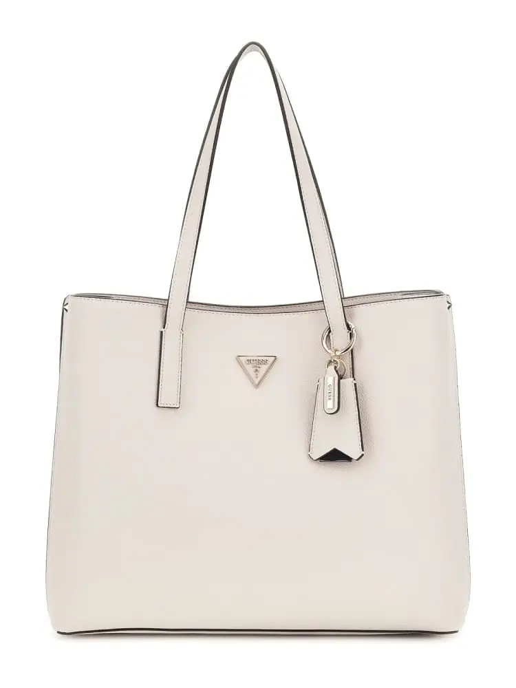 borsa shopping in ecopelle bianco panna con logo