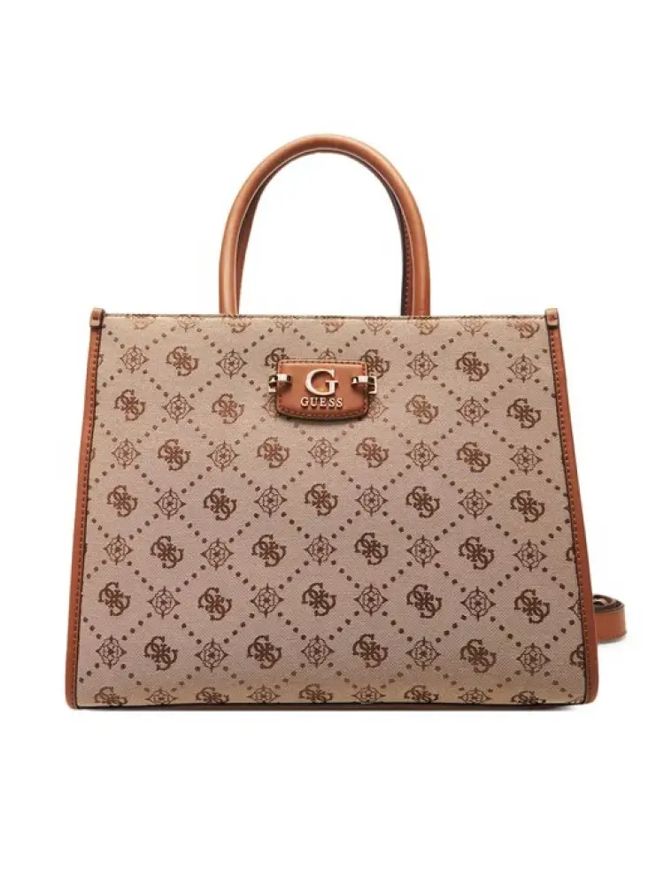 borsa shoppingh neda hobo in ecopelle beige scuro con logo all over
