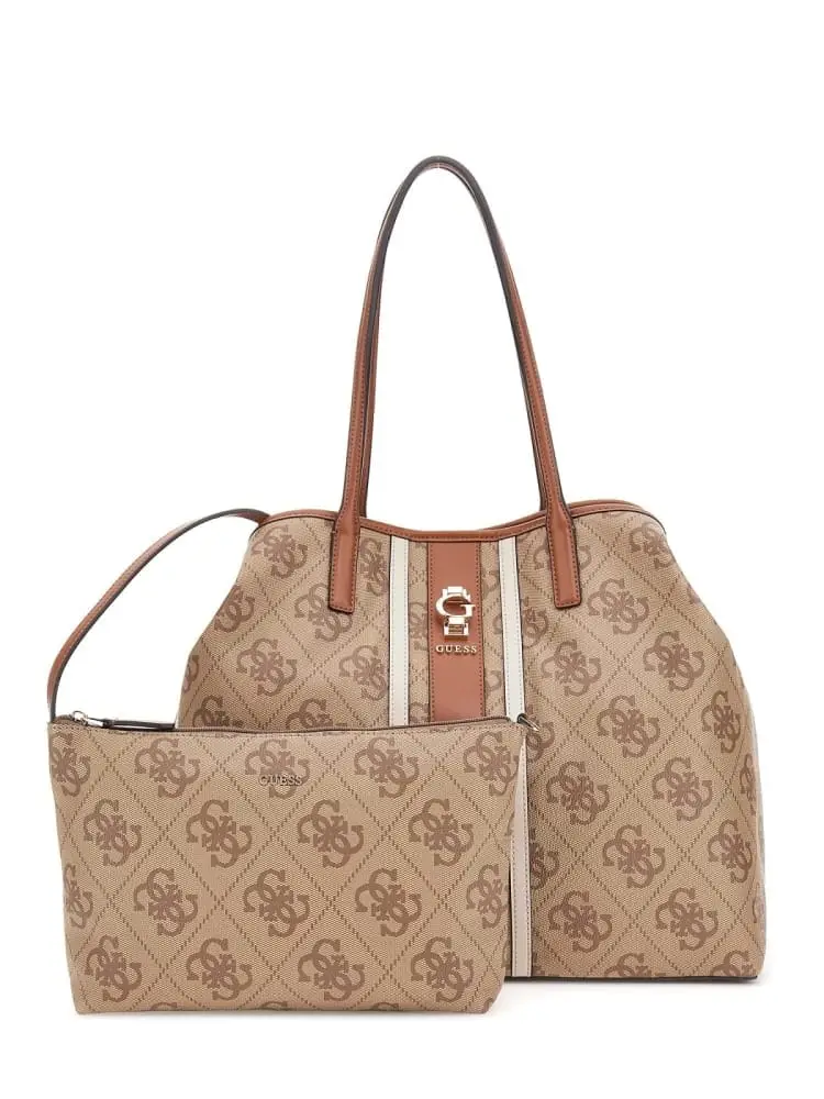 borsa tote in ecopelle beige chiaro 2 in 1 erenia con logo 4g all over