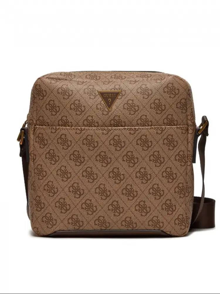 borsa tracolla torino ful l zip in ecopelle beige con logo all over