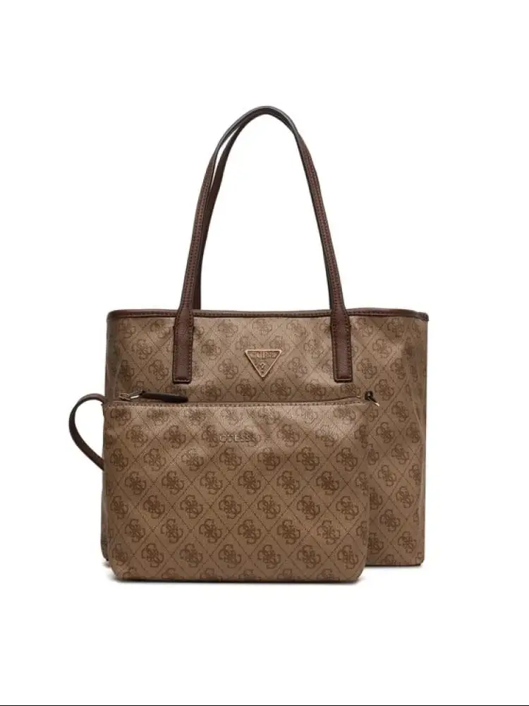 borsa victtoria 2 in 1 tote in ecopelle beige logo all over