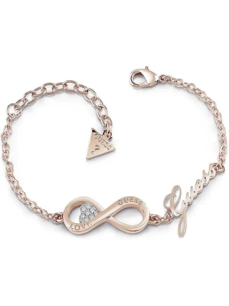 bracciale endless love in acciaio color oro rosa con simbolo infinito e scritta