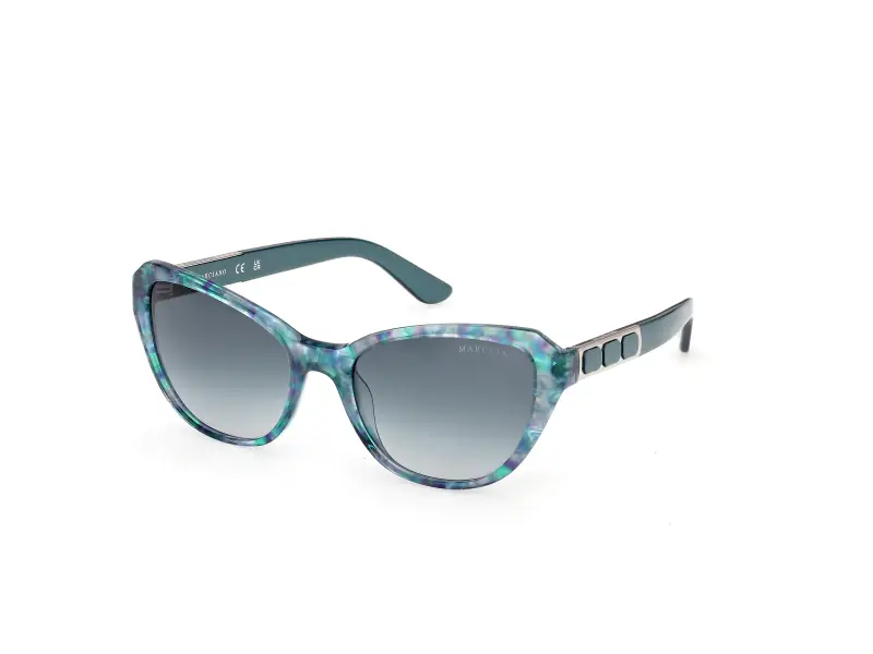 Donna Guess by Marciano GM00034 89W Occhiali da sole Acetato Havana Blu Cat Eye Normale