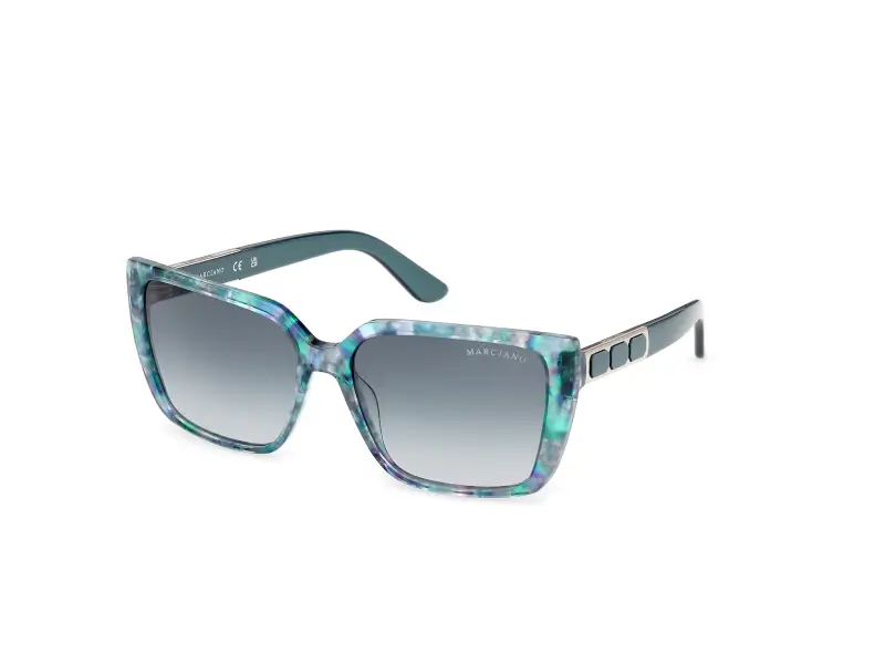 Donna Guess by Marciano GM00035 89W Occhiali da sole Acetato Havana Blu Squadrata Normale
