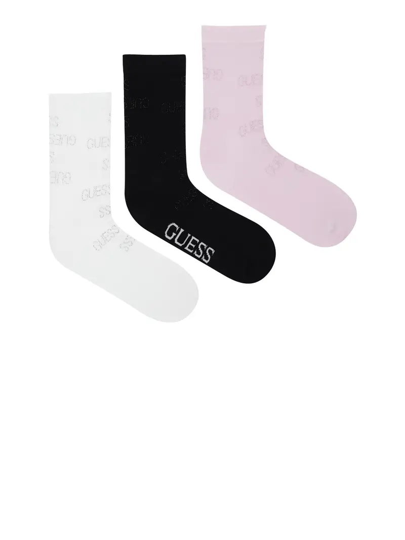 calzini guess 3 pack da donna - rosa nero bianco Multicolore