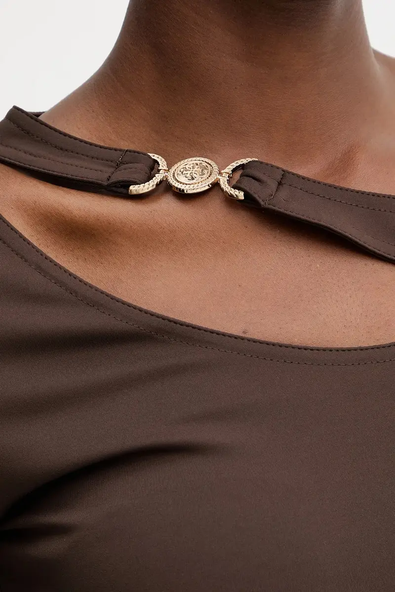 camicetta ELEANOR donna colore marrone con applicazione W5BP18 KC7M2 miniatura 5