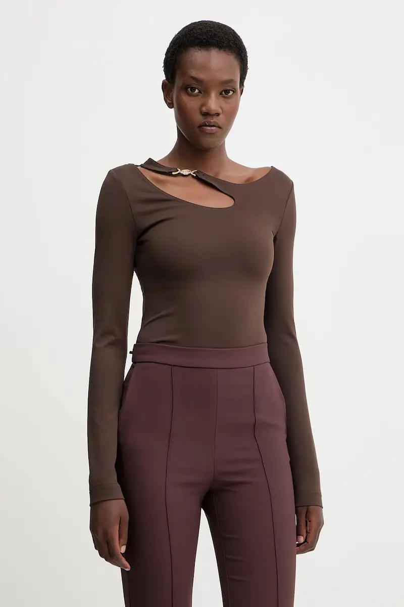 camicetta ELEANOR donna colore marrone con applicazione W5BP18 KC7M2