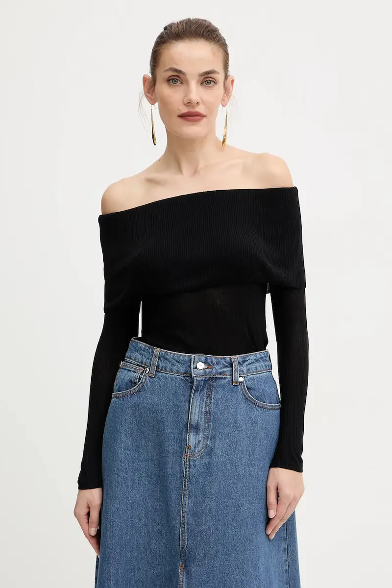 camicia a maniche lunghe MELANIE colore nero W5BR48 Z0612