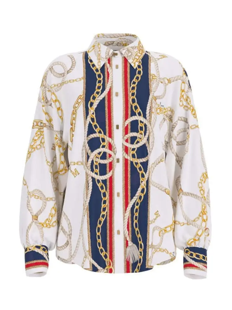 camicia blusa stampata marciano bianca