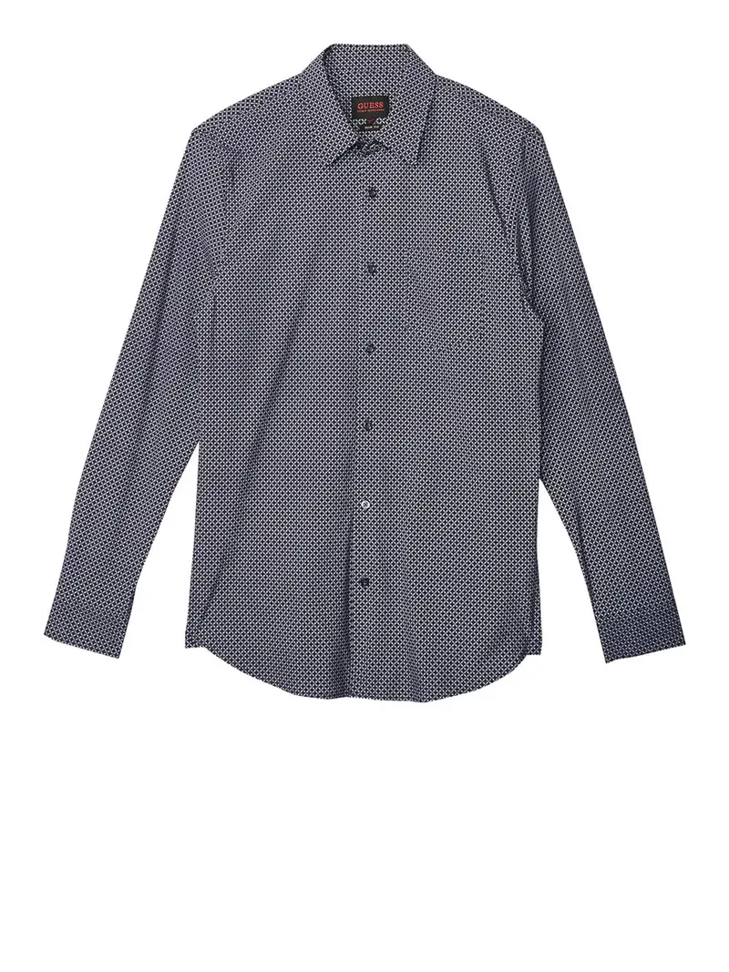 camicia casual guess sunset aop tech da uomo - blu