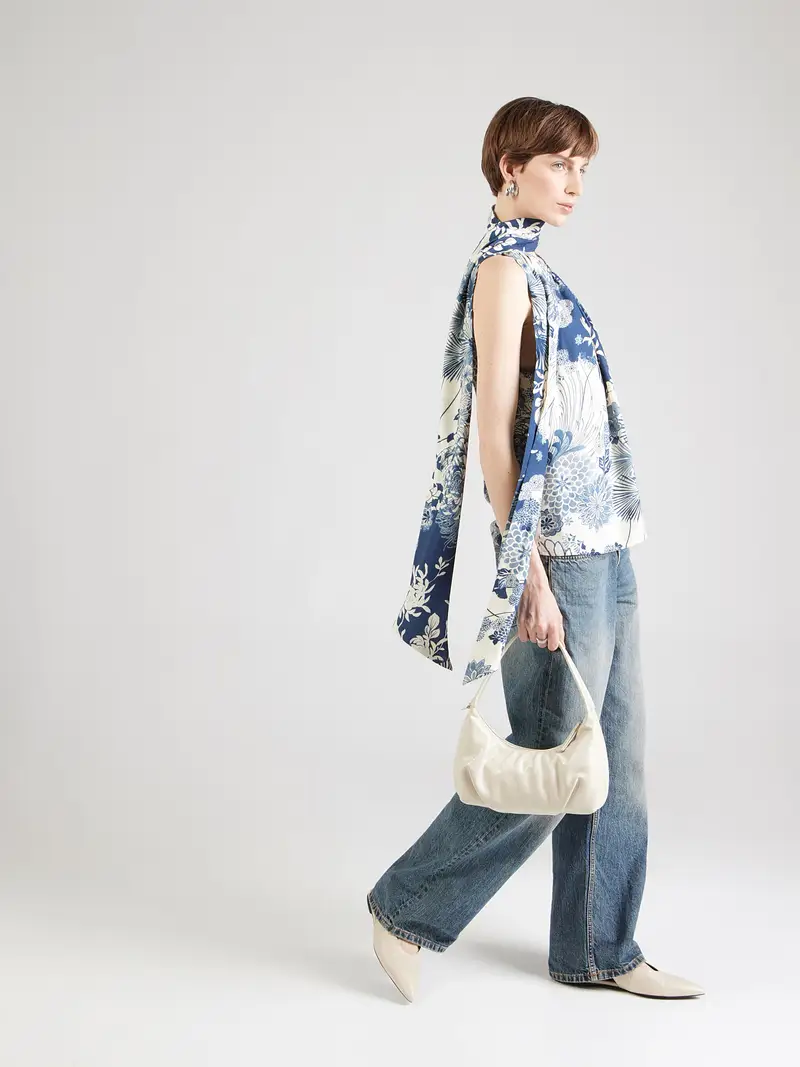 Camicia da donna blu chiaro / blu scuro / bianco naturale miniatura 3