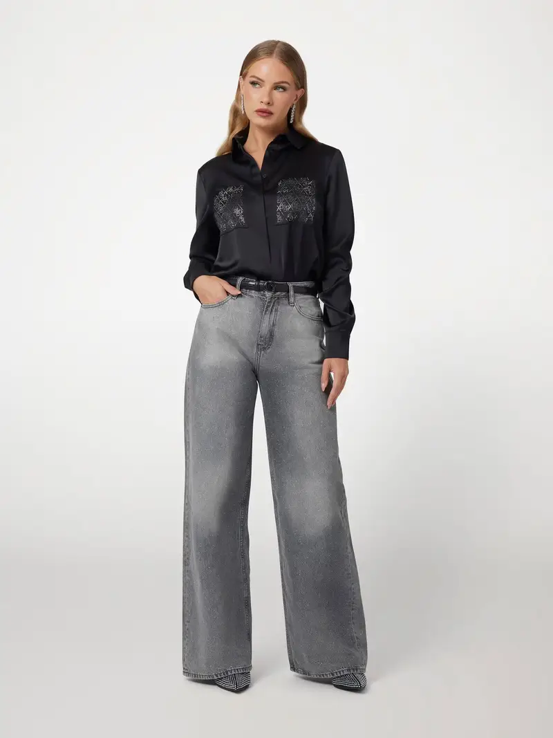 Camicia da donna 'MARGUERITE' nero / argento miniatura 3