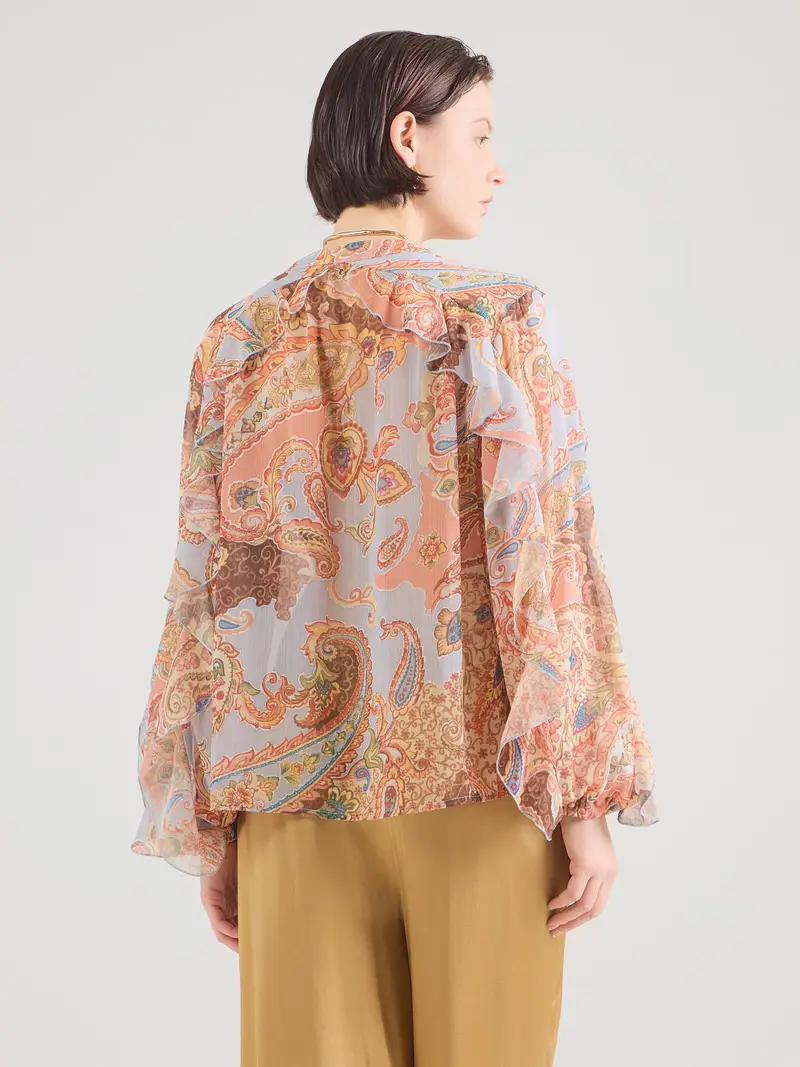 Camicia da donna marrone scuro / grigio / oliva / corallo miniatura 3