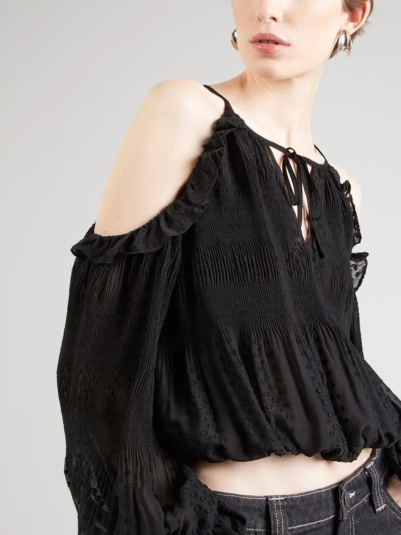 Camicia da donna nero miniatura 2