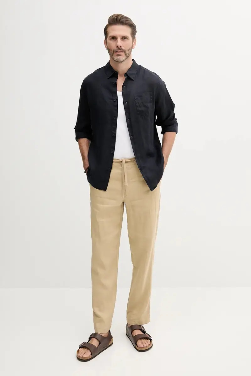 camicia di lino NAPA colore blu navy M5GH73 WH3J0 miniatura 2