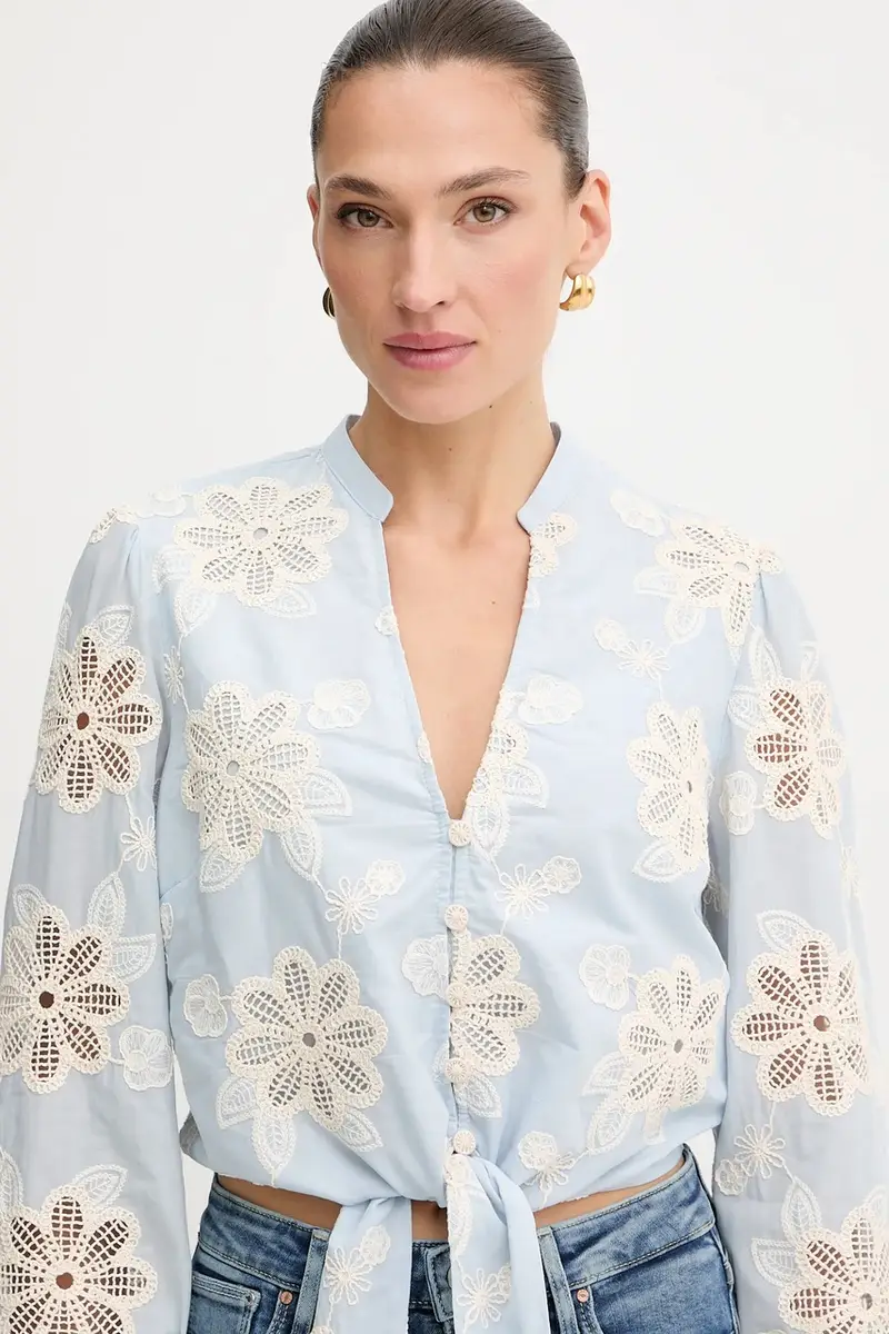 camicia in cotone HAZEL donna colore blu W5YH1B WHEO0 miniatura 4