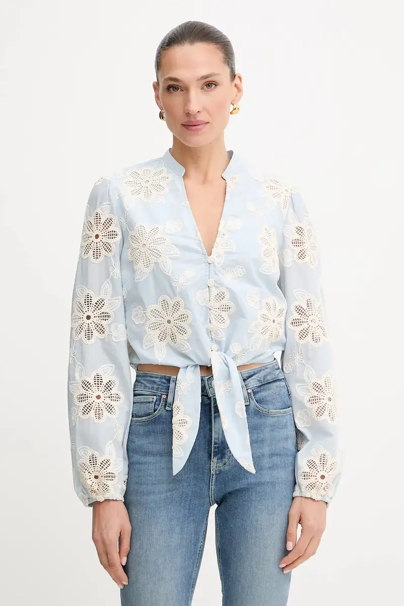 camicia in cotone HAZEL donna colore blu W5YH1B WHEO0