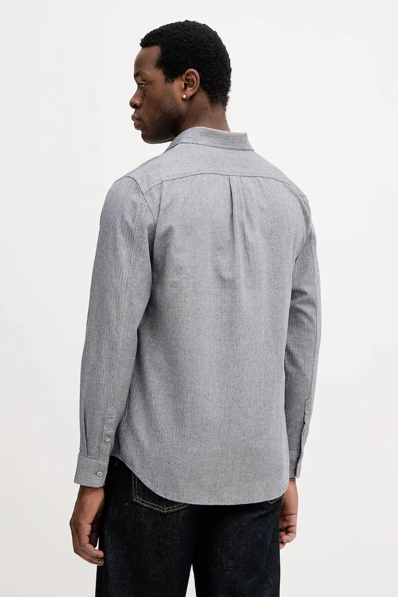 camicia in cotone HERRINGBONE Grigio miniatura 3