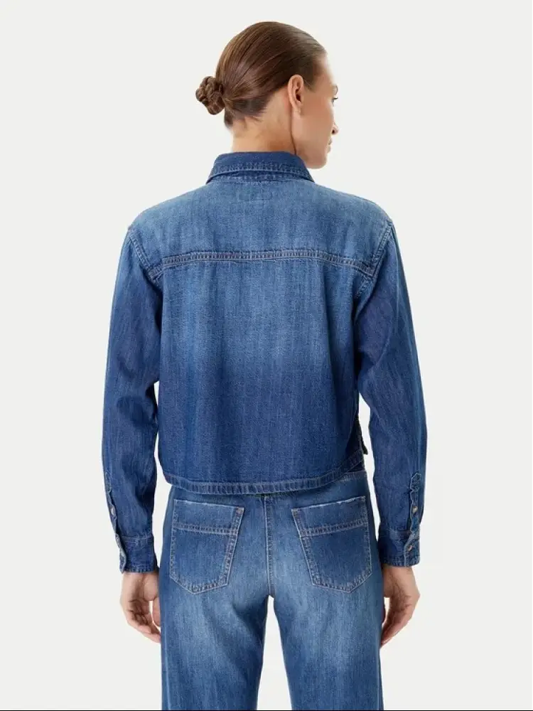 camicia in denim donna logo sul petto miniatura 2