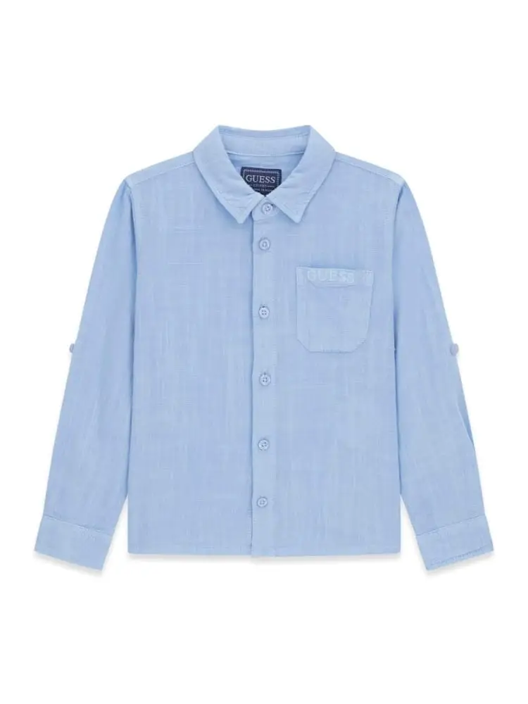 camicia infant/kids in lino e viscosa celeste