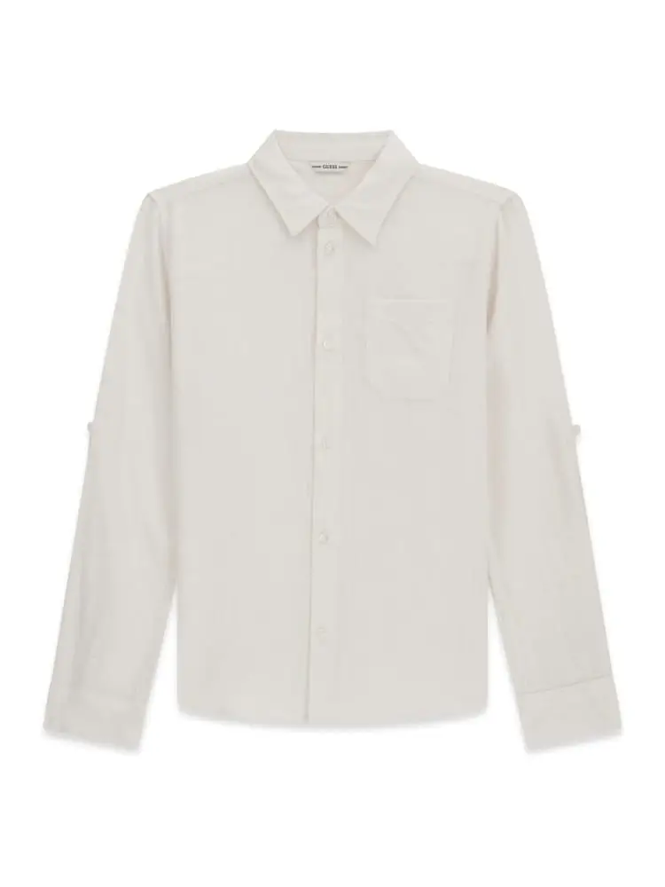 camicia kids/junior bianca in lino e viscosa